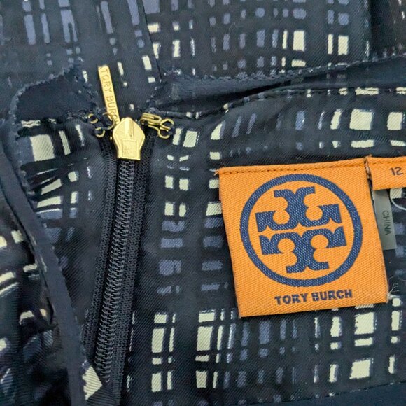 TORY BURCH Normandy Blue Pleated Silk Skirt Size 12 - Picture 9 of 10